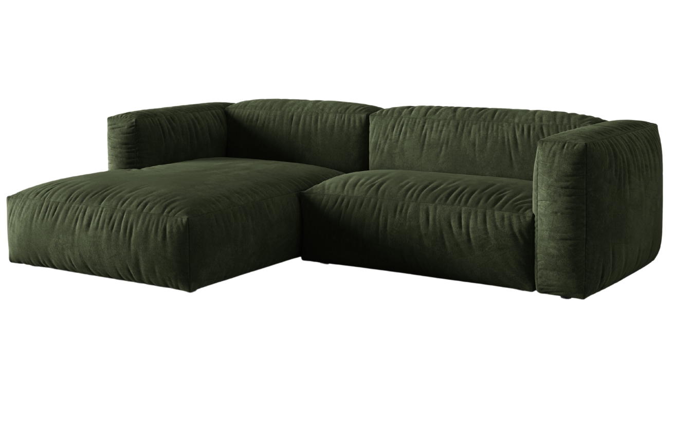 Micadoni Sametová rohová pohovka Martina 280 cm, levá