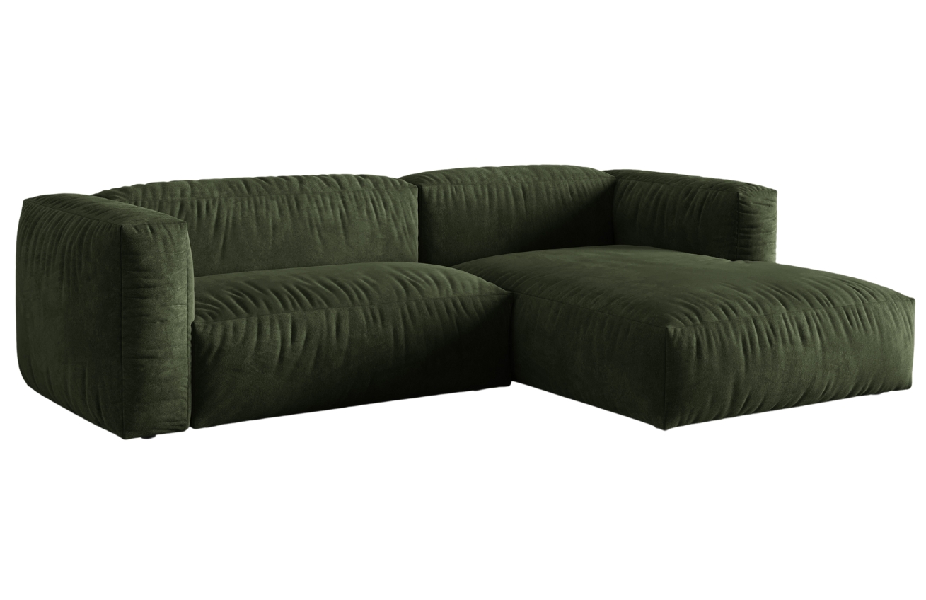 Micadoni Sametová rohová pohovka Martina 280 cm, pravá