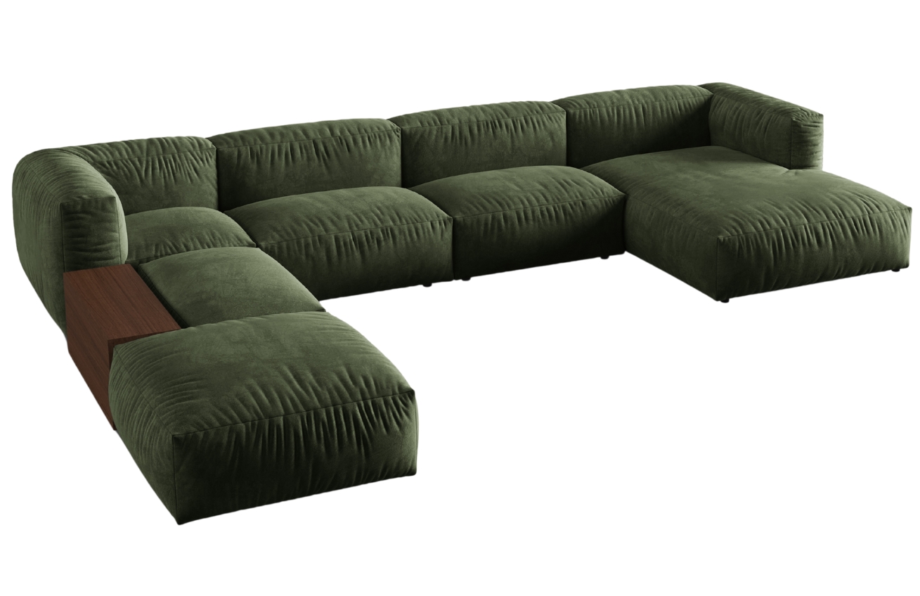 Micadoni Sametová rohová pohovka Martina 406 cm, levá