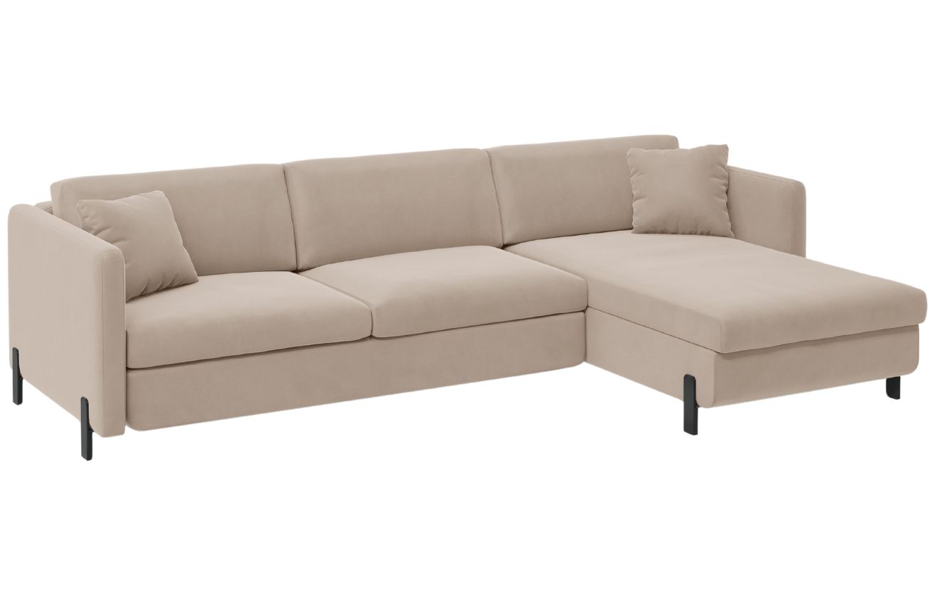 Micadoni Sametová rozkládací pohovka Gloria 280 cm, pravá