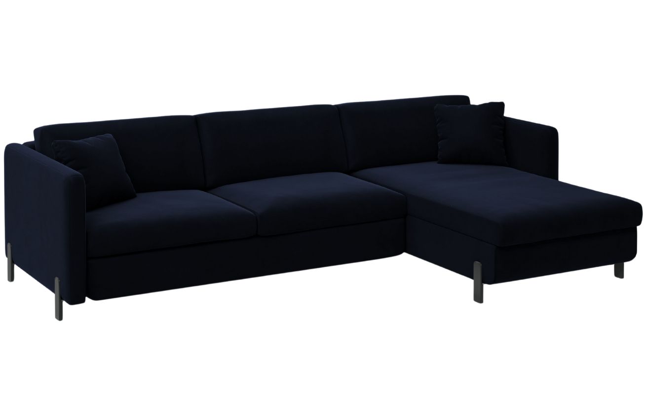 Micadoni Sametová rozkládací pohovka Gloria 280 cm, pravá