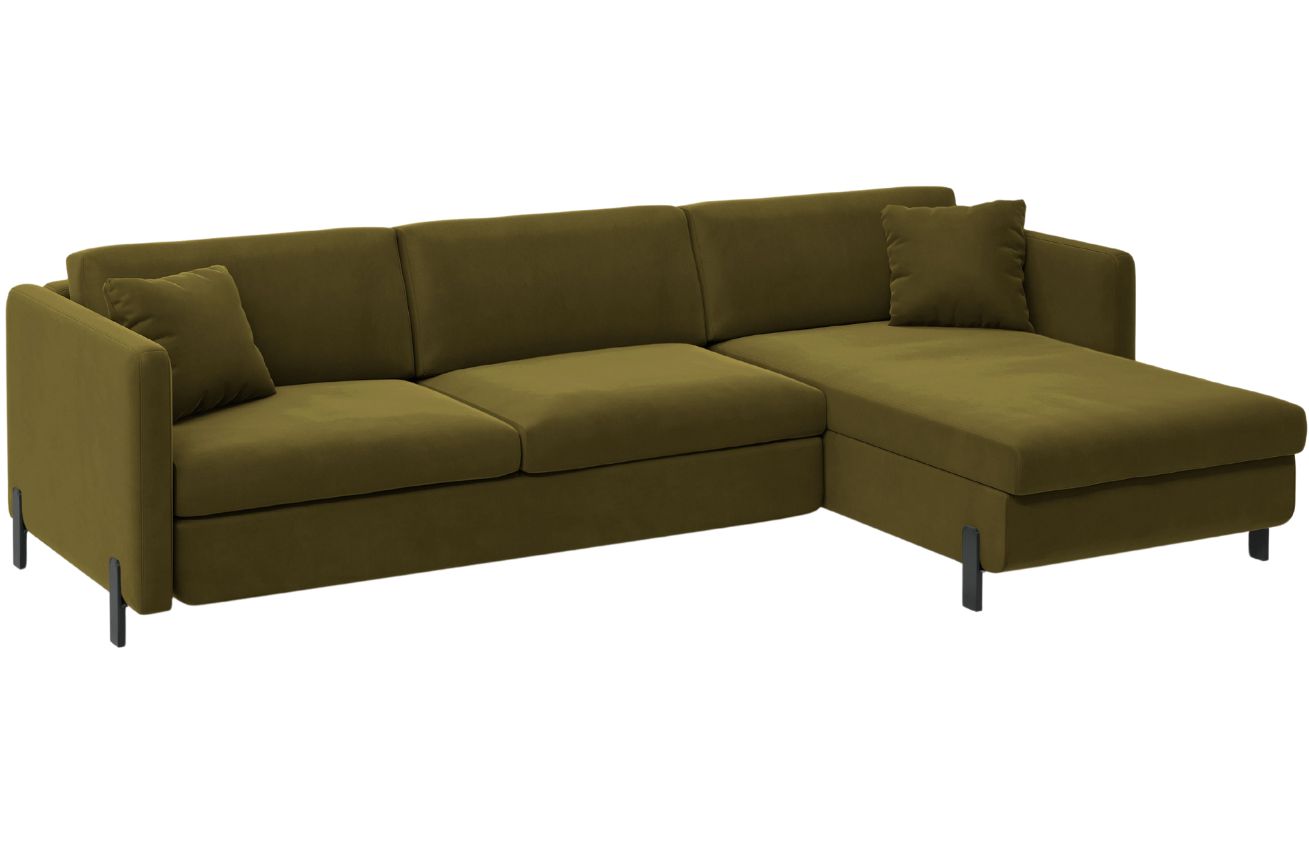 Micadoni Sametová rozkládací pohovka Gloria 280 cm, pravá