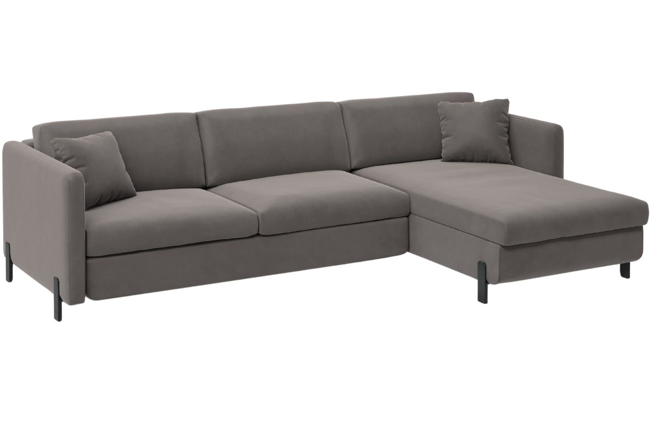 Micadoni Sametová rozkládací pohovka Gloria 280 cm, pravá