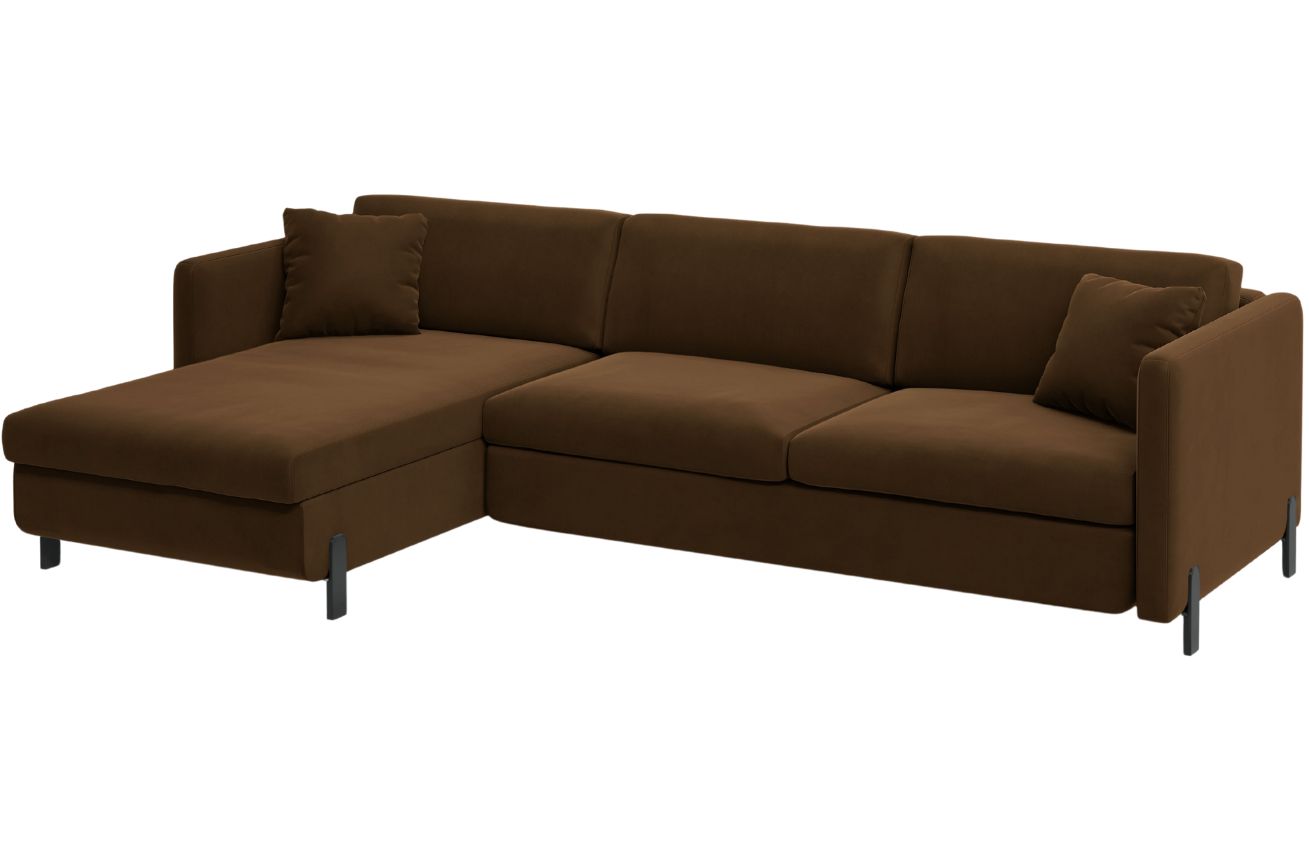 Micadoni Sametová rozkládací pohovka Gloria 280 cm, levá