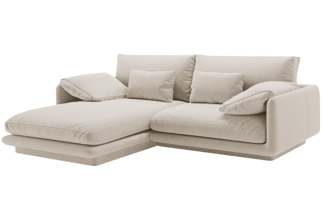 Micadoni Sametová rohová pohovka Torino 220 cm, levá