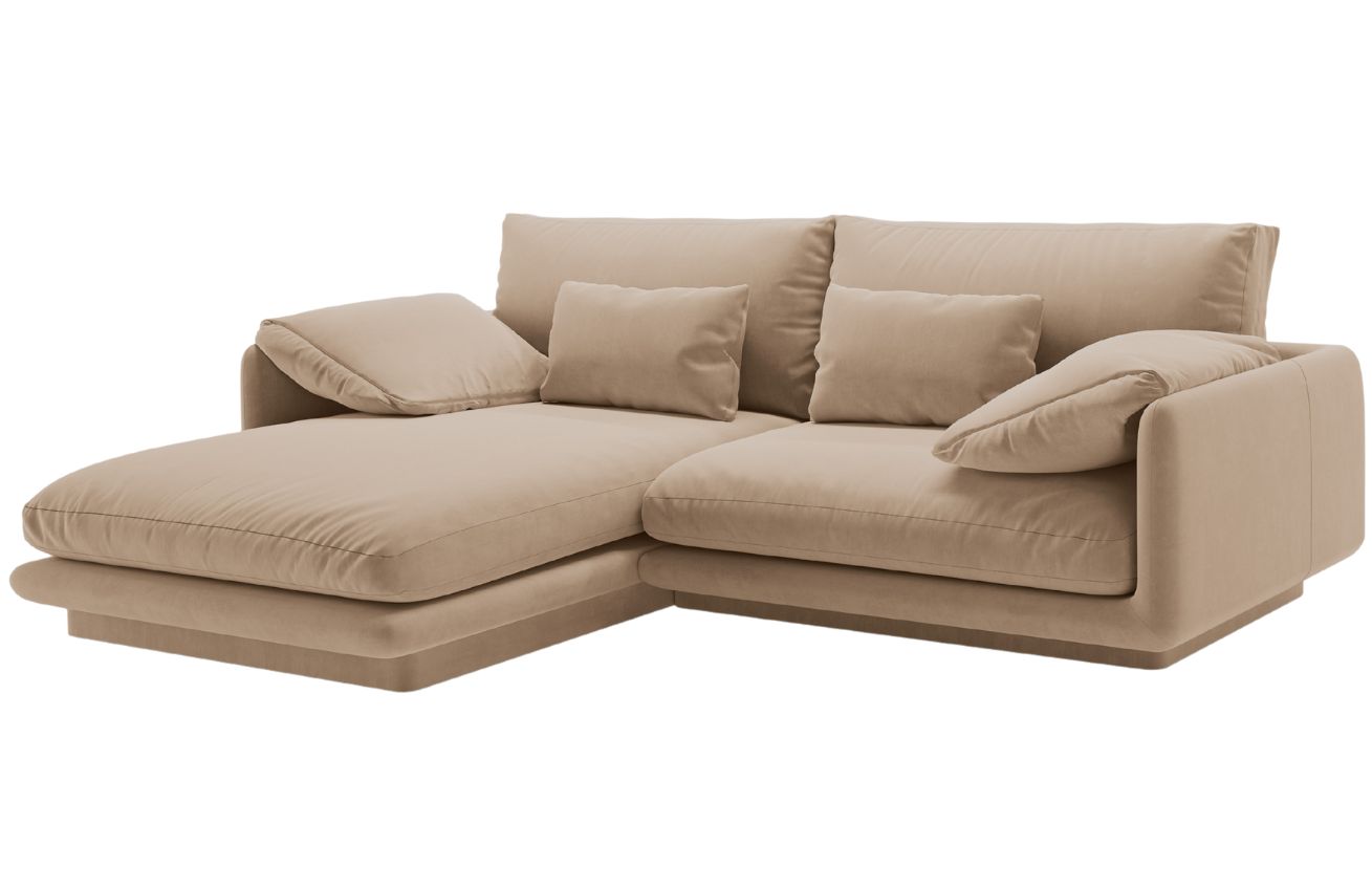 Micadoni Sametová rohová pohovka Torino 220 cm, levá