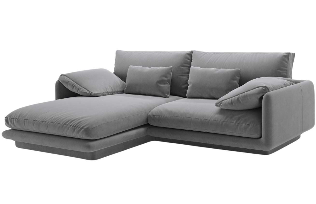 Micadoni Sametová rohová pohovka Torino 220 cm, levá