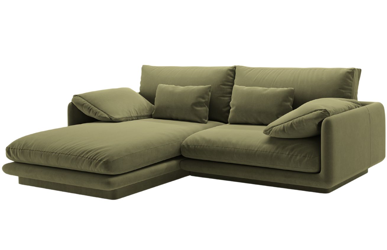 Micadoni Sametová rohová pohovka Torino 220 cm, levá