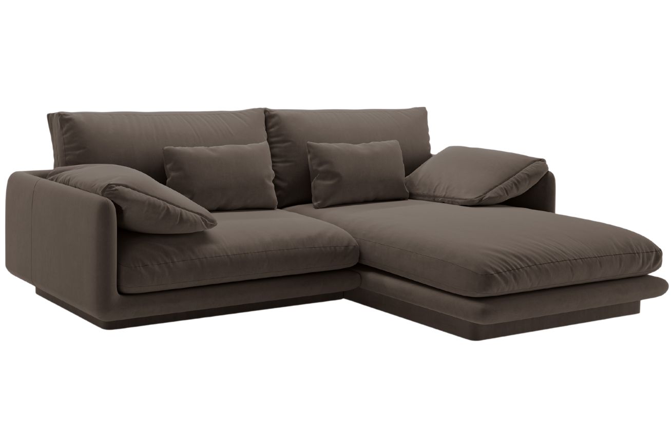 Micadoni Sametová rohová pohovka Torino 220 cm, pravá