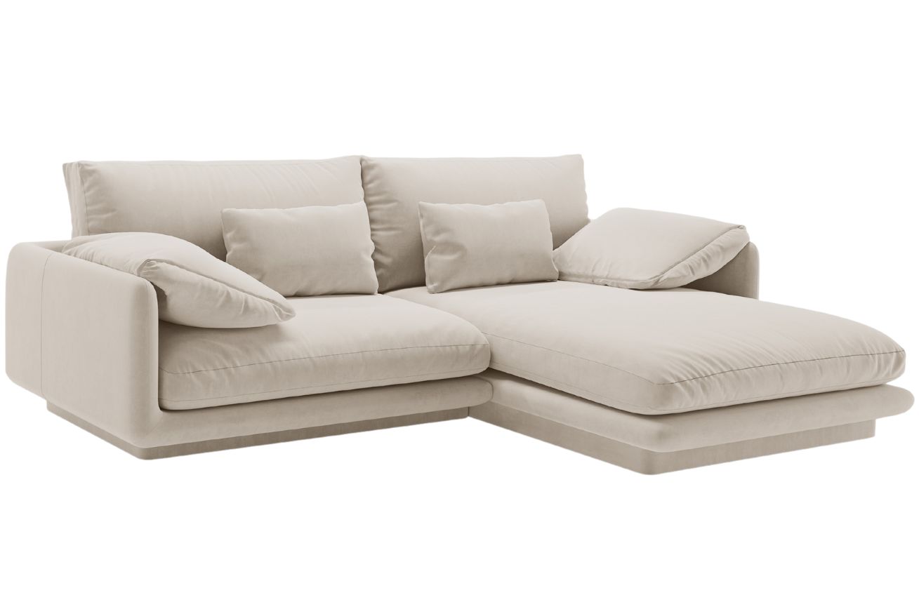 Micadoni Sametová rohová pohovka Torino 220 cm, pravá