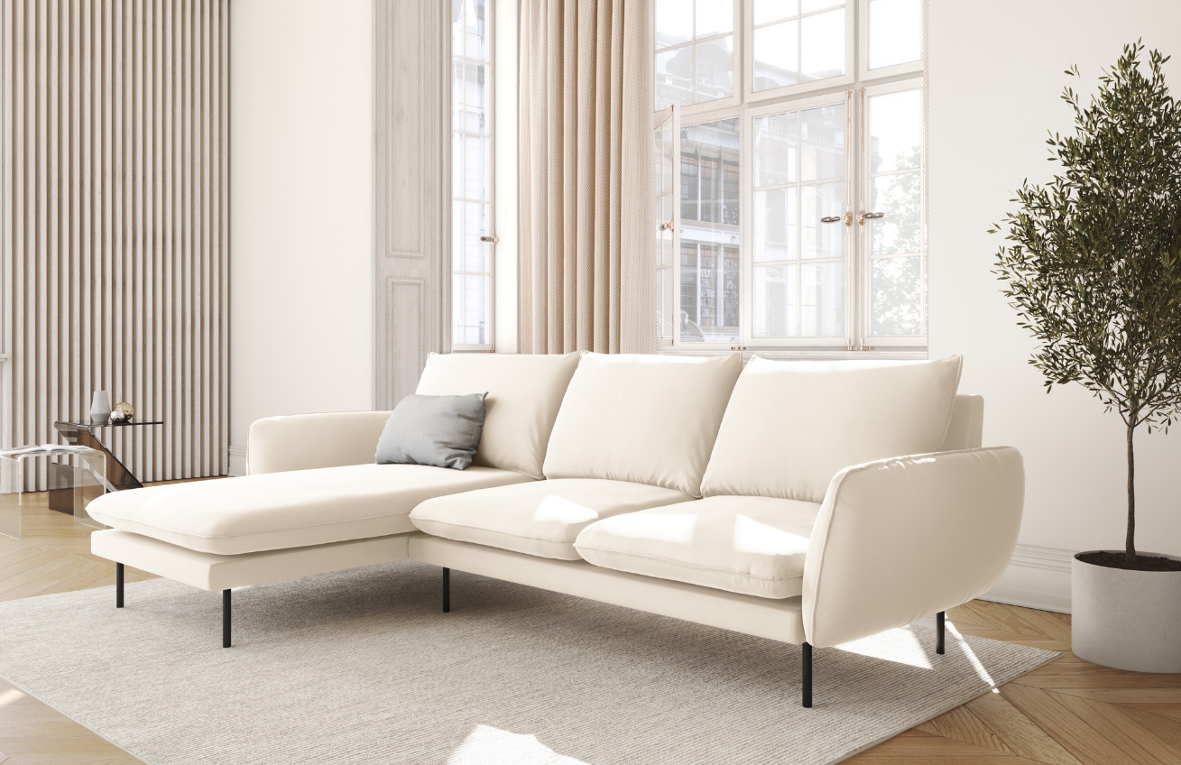 Cosmopolitan Design Sametová rohová pohovka Vienna 255 cm, levá