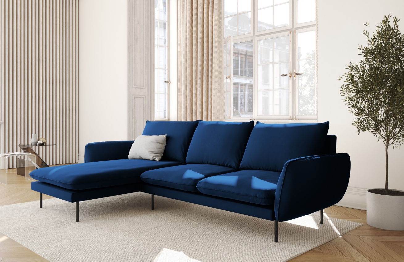 Cosmopolitan Design Sametová rohová pohovka Vienna 255 cm, levá