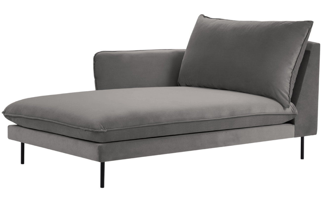 Cosmopolitan Design Světle šedá sametová lenoška Vienna 170 cm, levá