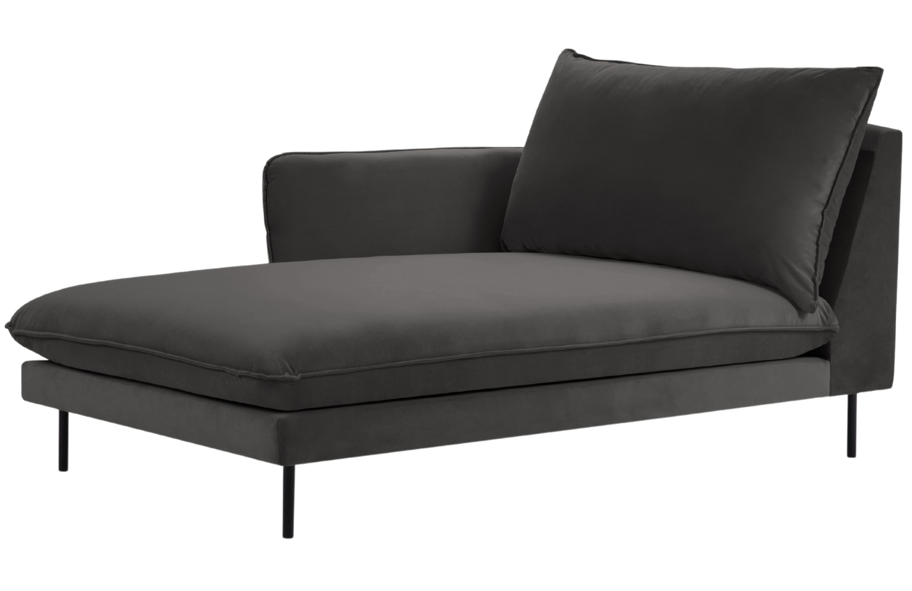Cosmopolitan Design Šedá sametová lenoška Vienna 170 cm, levá