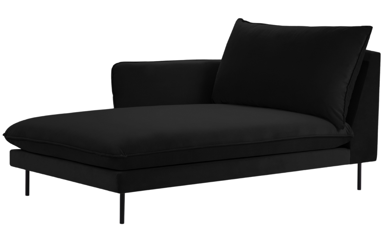 Cosmopolitan Design Černá sametová lenoška Vienna 170 cm, levá