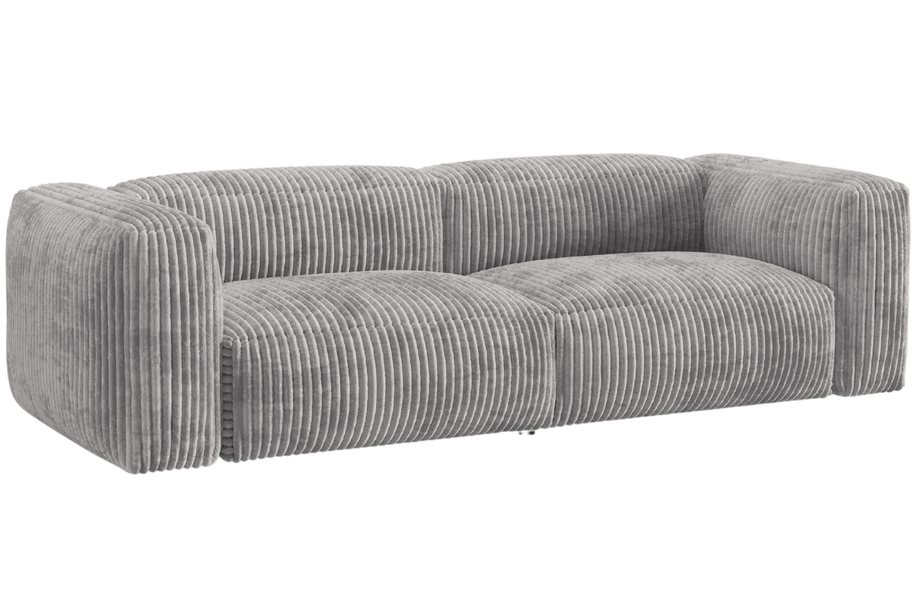 Micadoni Světle šedá manšestrová trojmístná pohovka Martina 240 cm