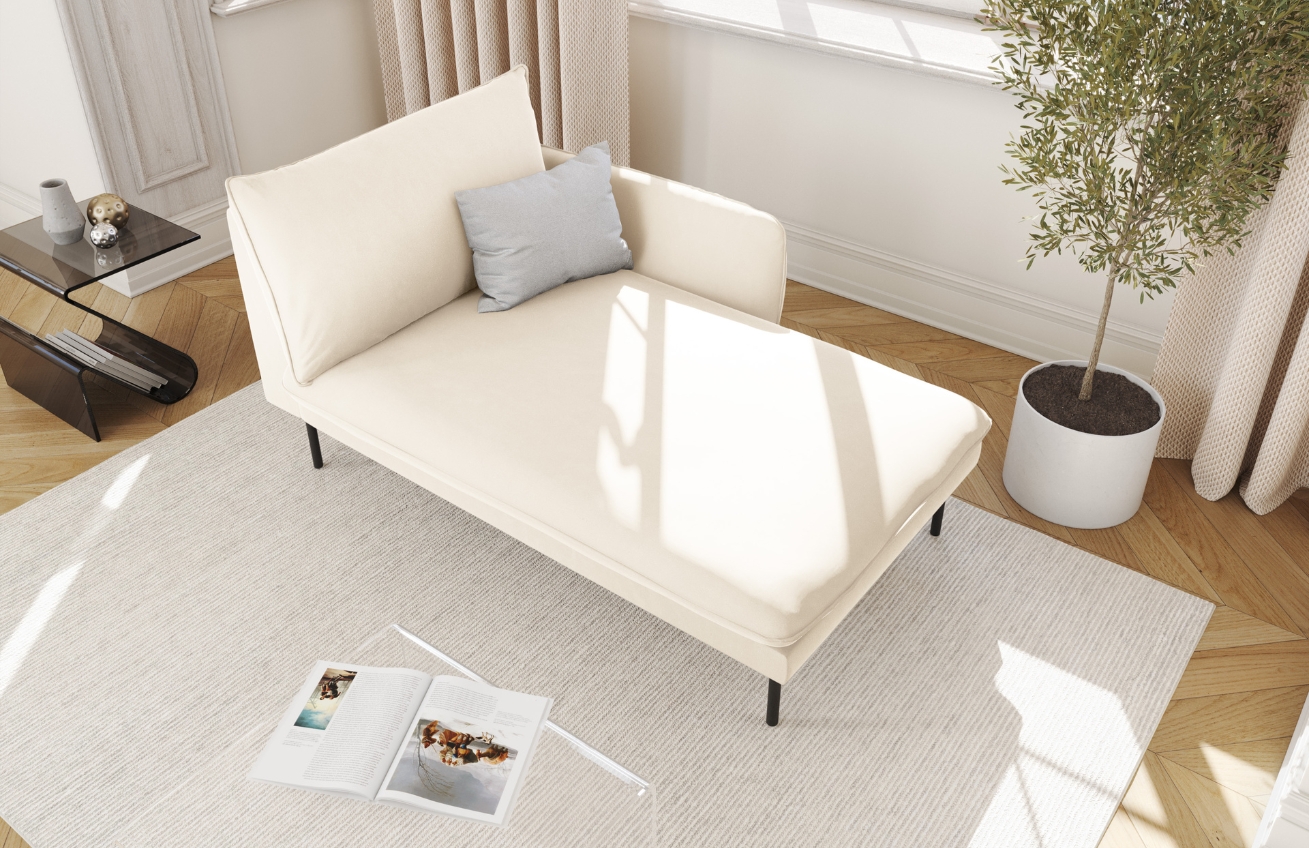 Cosmopolitan Design Světle béžová sametová lenoška Vienna 170 cm, pravá