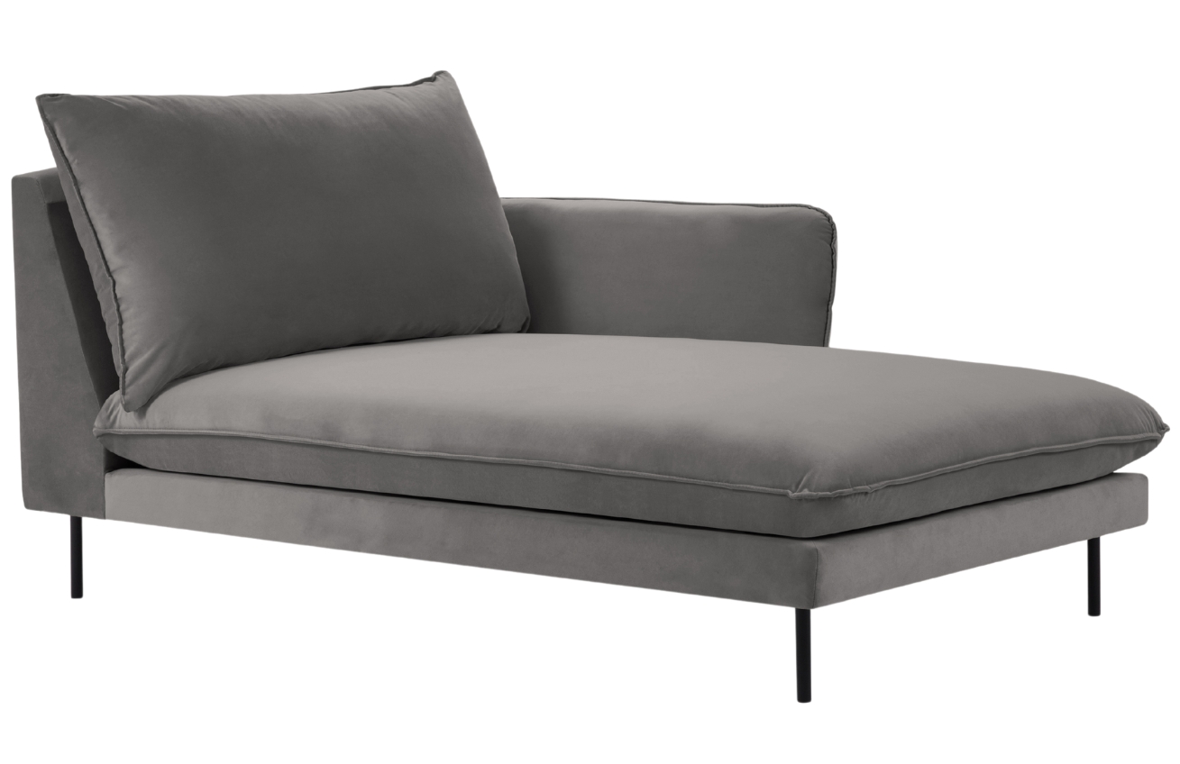 Cosmopolitan Design Světle šedá sametová lenoška Vienna 170 cm, pravá