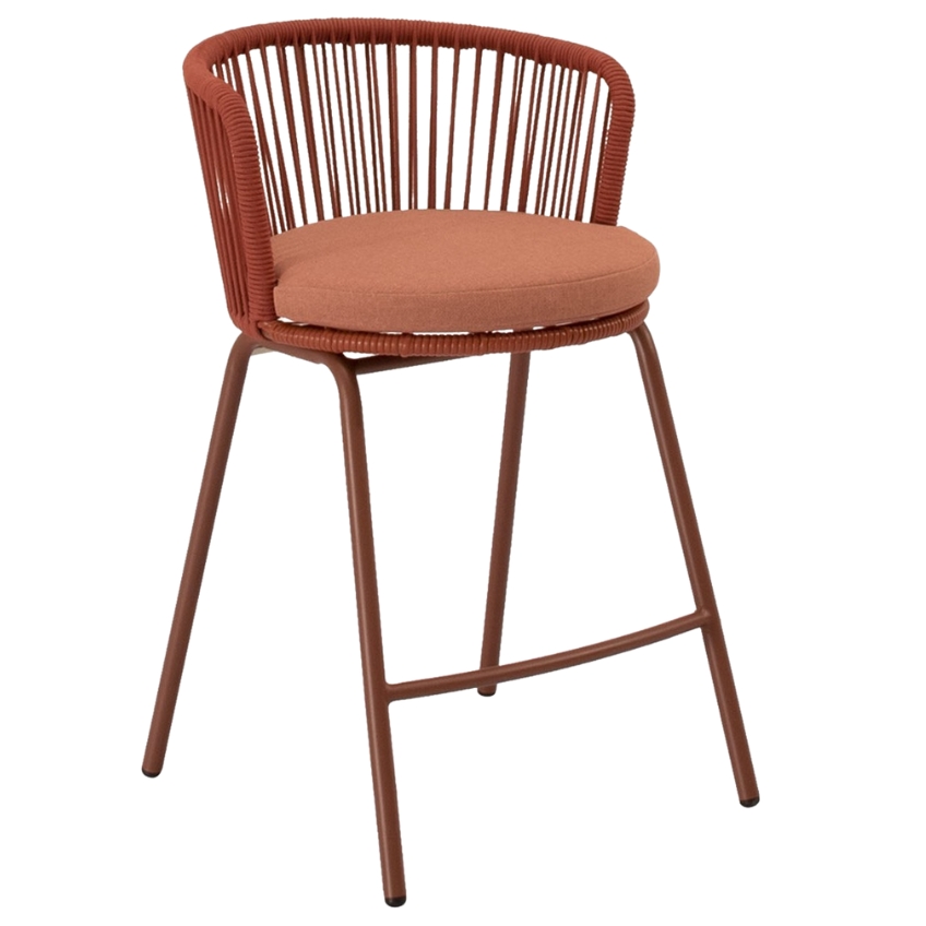 Somcasa Terakotově červená kovová barová židle Pierre 64,5 cm