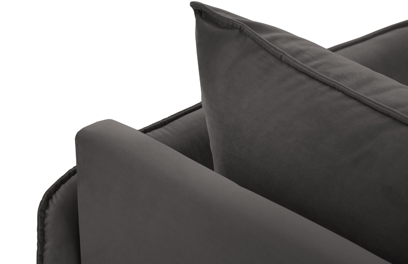 Cosmopolitan Design Šedá sametová lenoška Vienna 170 cm, pravá