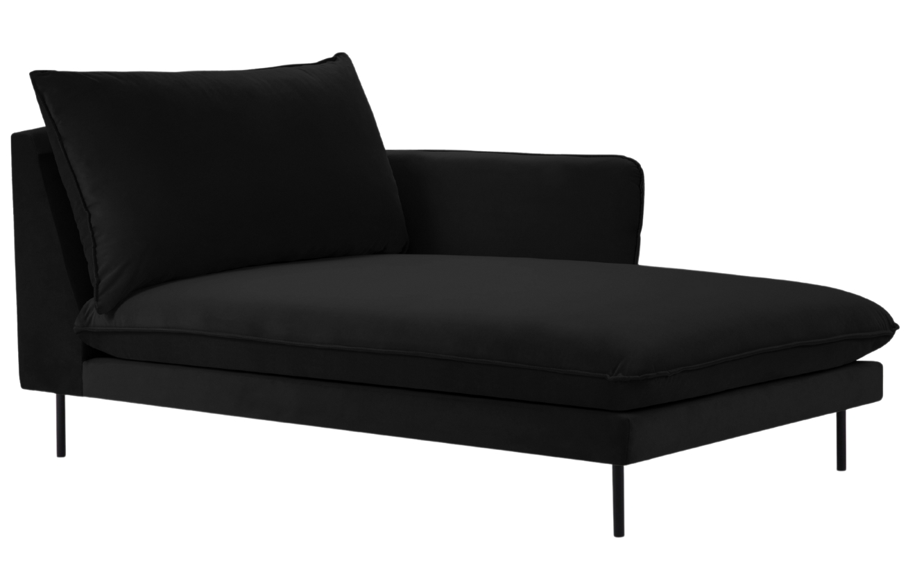 Cosmopolitan Design Černá sametová lenoška Vienna 170 cm, pravá