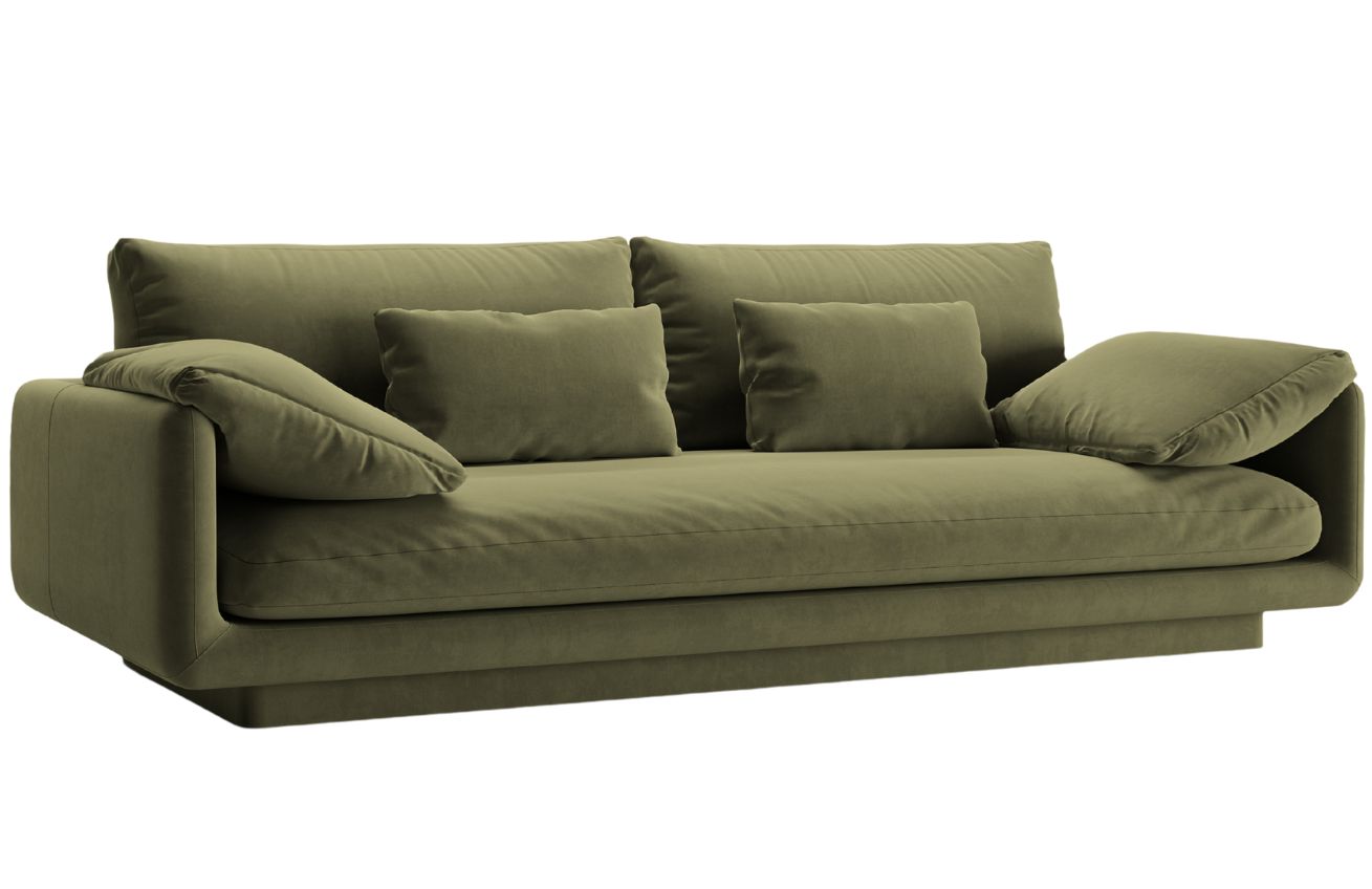 Micadoni Zelen&aacute; sametov&aacute; trojm&iacute;stn&aacute; pohovka Torino 220 cm