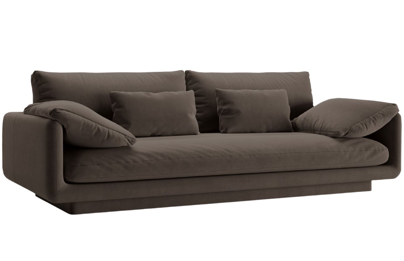 Micadoni Hněd&aacute; sametov&aacute; trojm&iacute;stn&aacute; pohovka Torino 220 cm