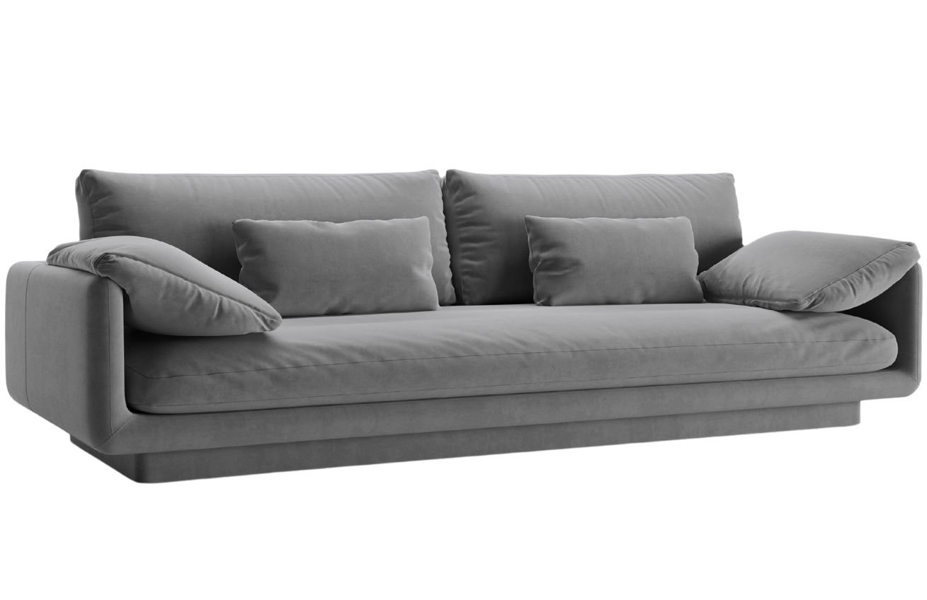 Micadoni Světle &scaron;ed&aacute; sametov&aacute; čtyřm&iacute;stn&aacute; pohovka Torino 250 cm