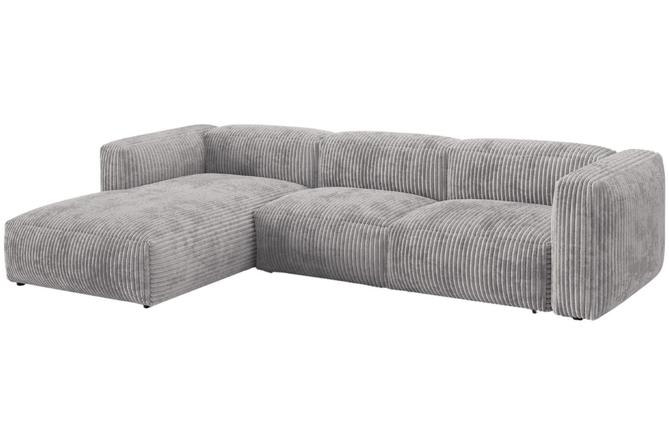 Micadoni Světle šedá manšestrová rohová pohovka Martina 330 cm, levá