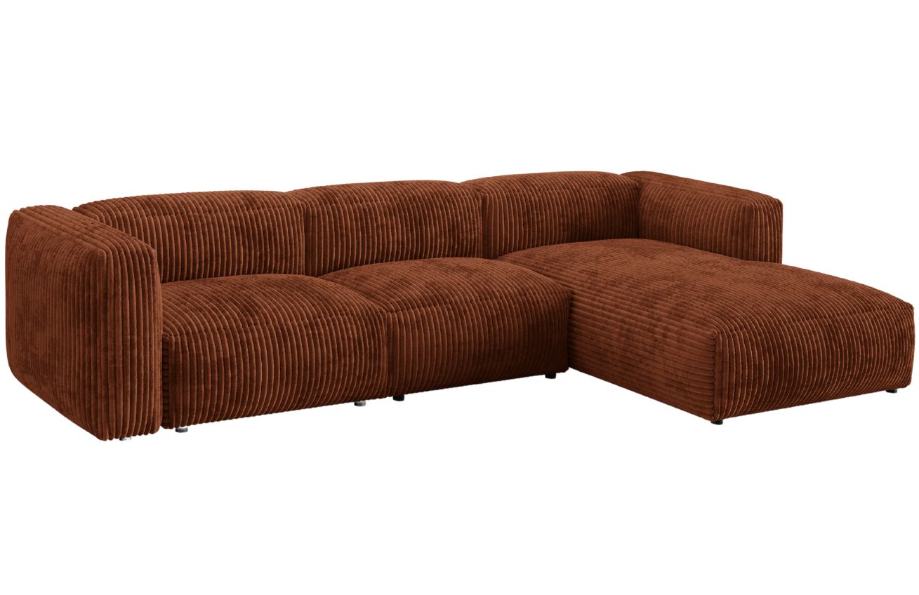 Micadoni Terakotově červená manšestrová rohová pohovka Martina 330 cm, pravá