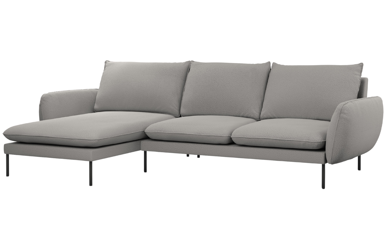 Cosmopolitan Design Šedá bouclé rohová pohovka Vienna 255 cm, levá