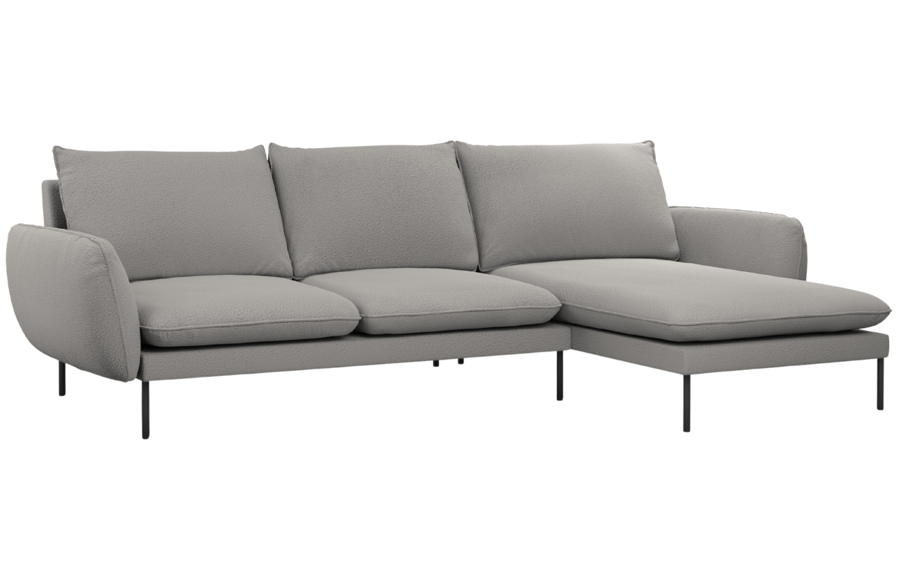 Cosmopolitan Design Šedá bouclé rohová pohovka Vienna 255 cm, pravá