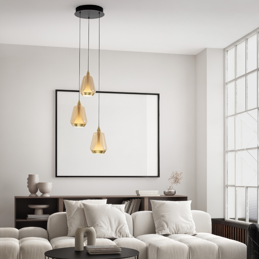 Nova Luce Zlaté skleněné závěsné LED světlo Alish 28 cm