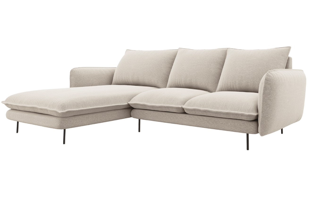 Cosmopolitan Design Světle béžová čalouněná rohová pohovka Vienna 225 cm, levá