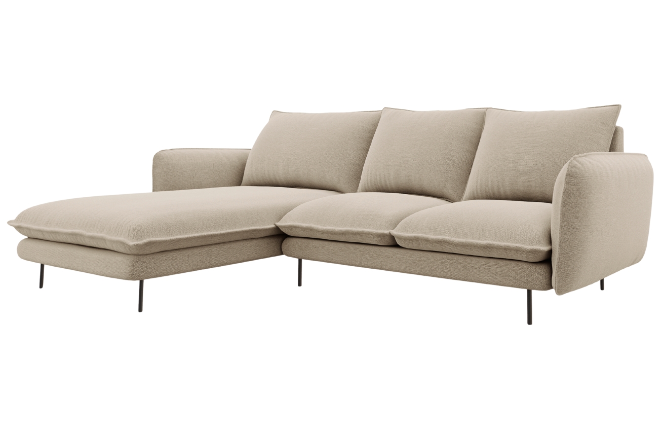 Cosmopolitan Design Béžová čalouněná rohová pohovka Vienna 225 cm, levá