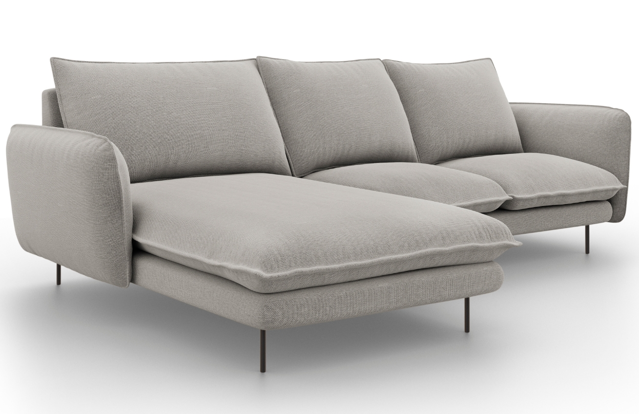 Cosmopolitan Design Světle šedá čalouněná rohová pohovka Vienna 225 cm, levá