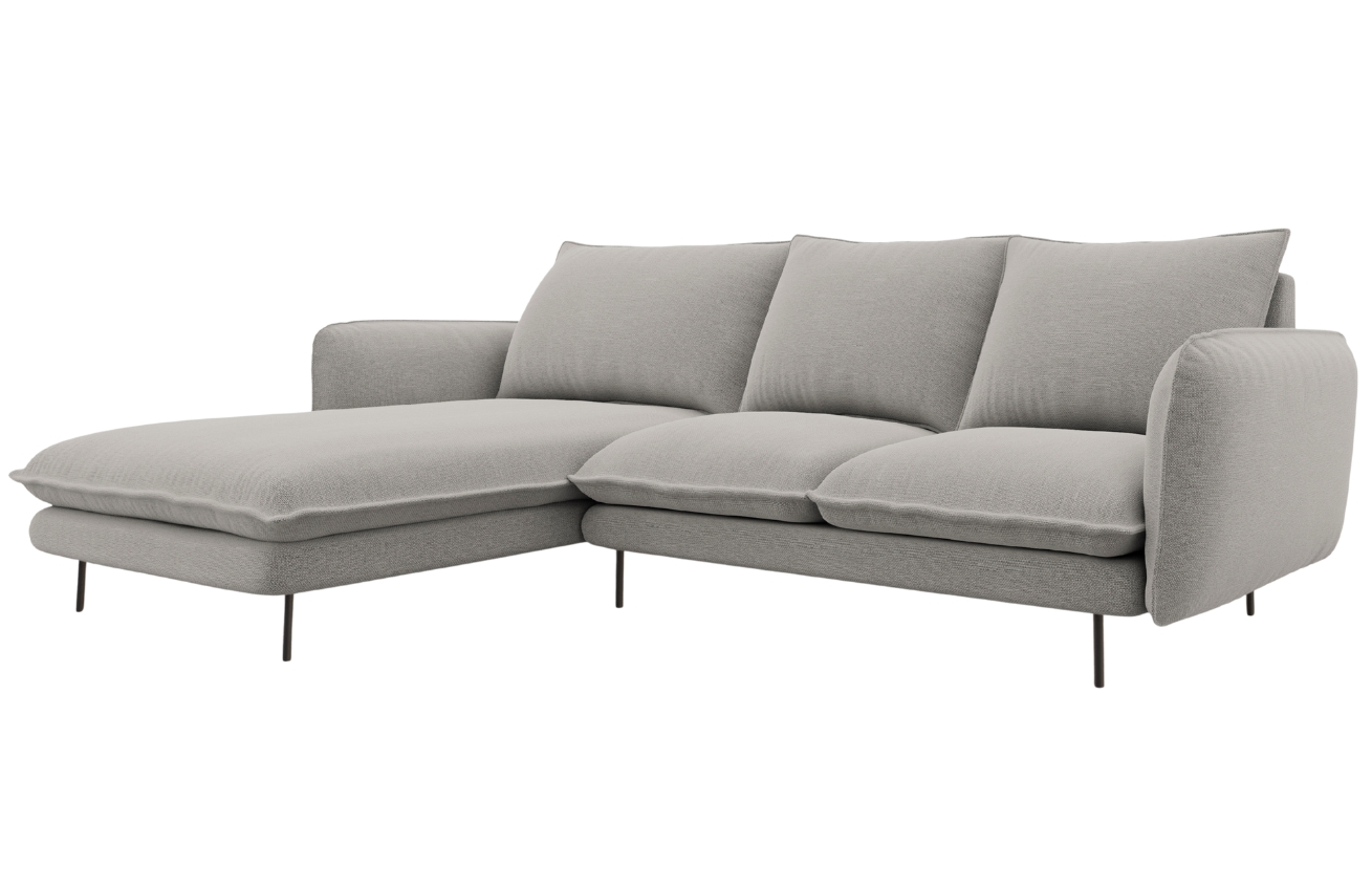 Cosmopolitan Design Světle šedá čalouněná rohová pohovka Vienna 225 cm, levá