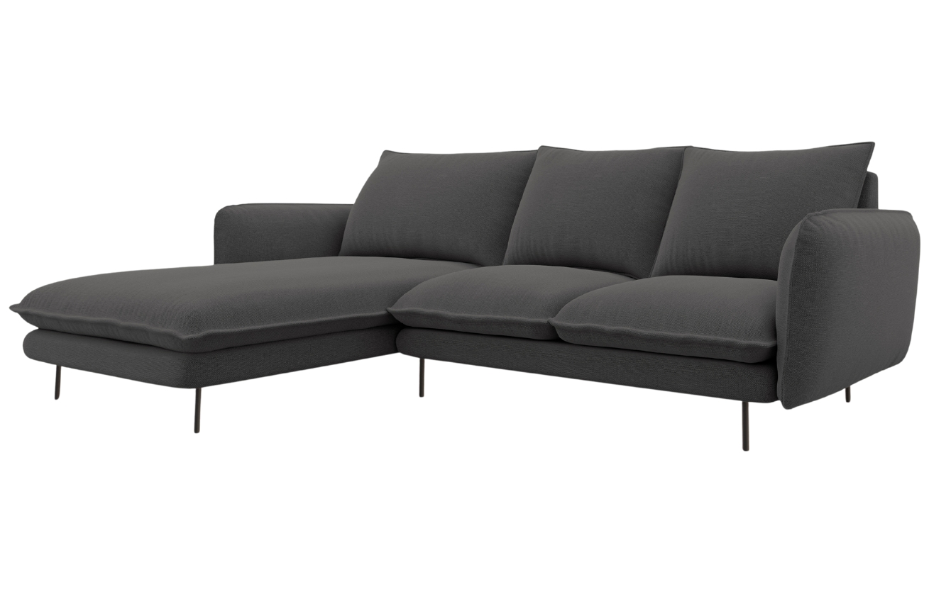 Cosmopolitan Design Tmavě šedá čalouněná rohová pohovka Vienna 225 cm, levá