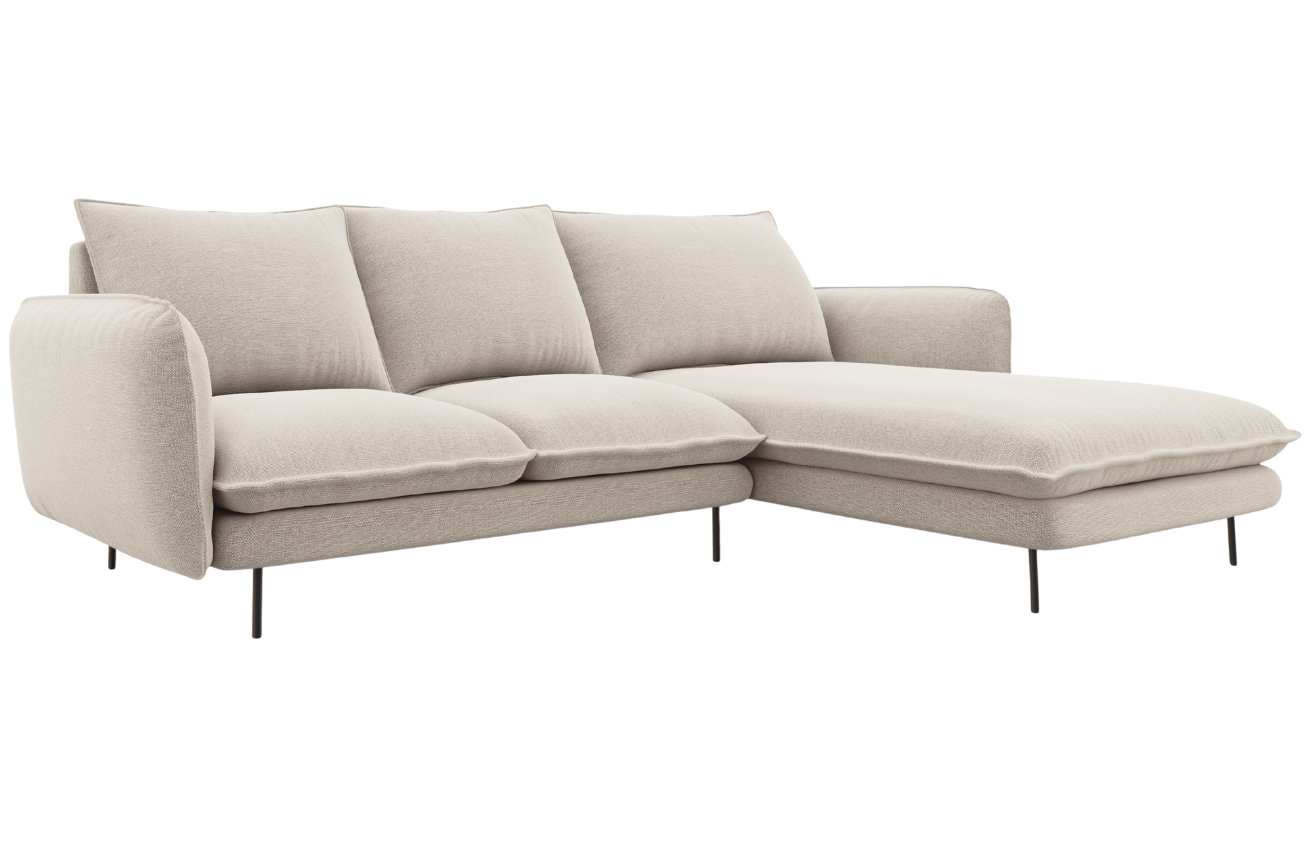 Cosmopolitan Design Světle béžová čalouněná rohová pohovka Vienna 225 cm, pravá