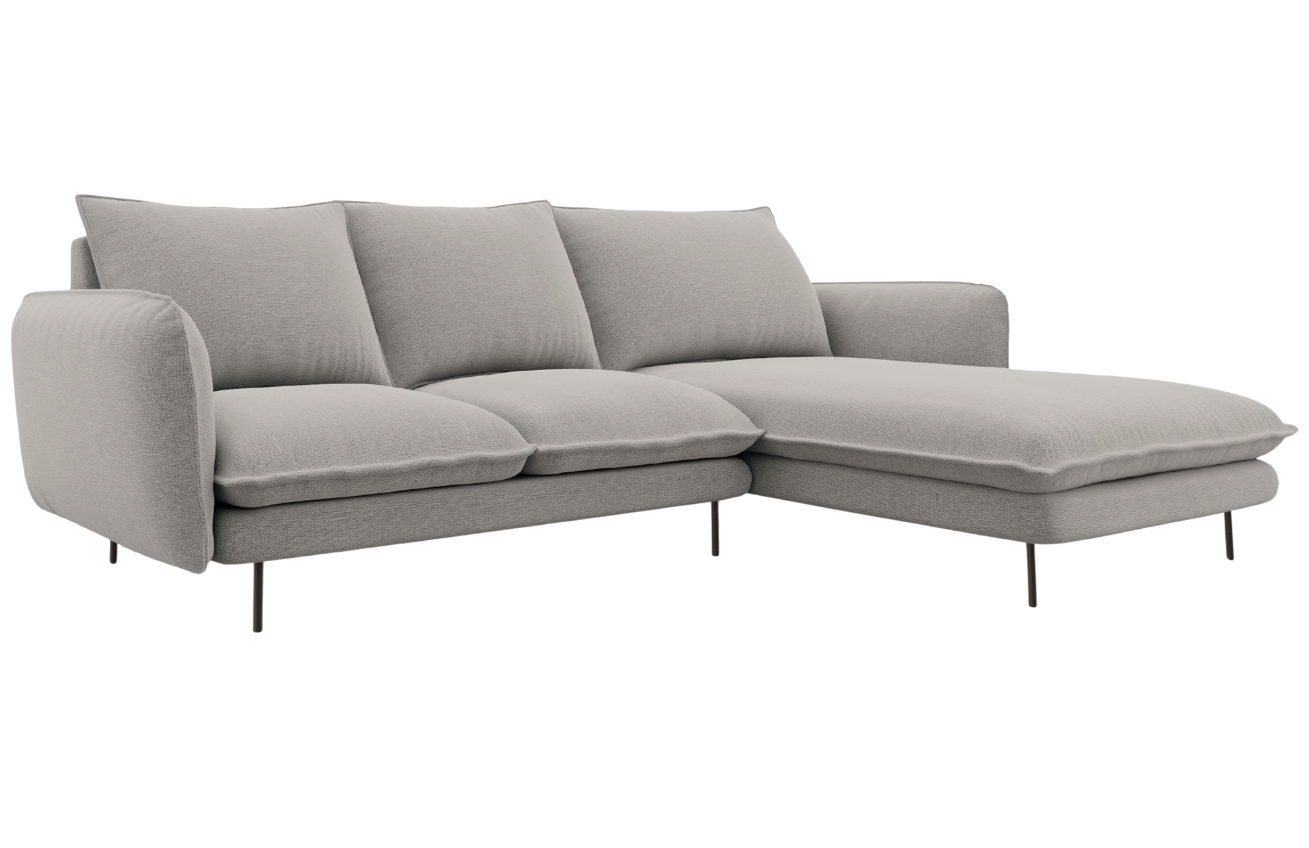 Cosmopolitan Design Světle šedá čalouněná rohová pohovka Vienna 225 cm, pravá