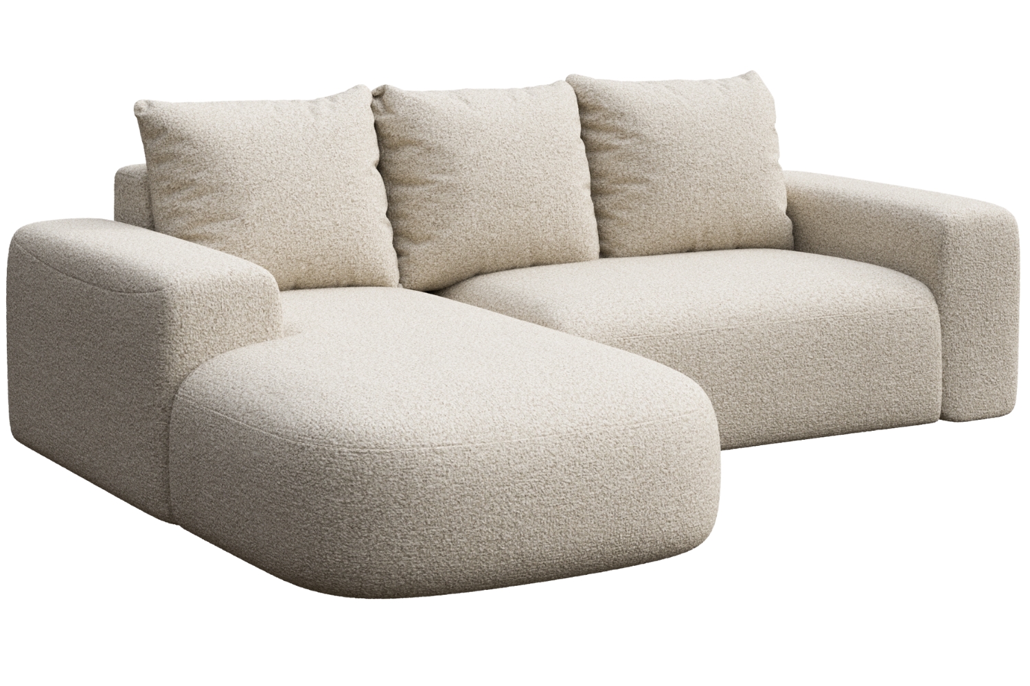 Rodier Béžová bouclé rohová pohovka Monce 255 cm, levá