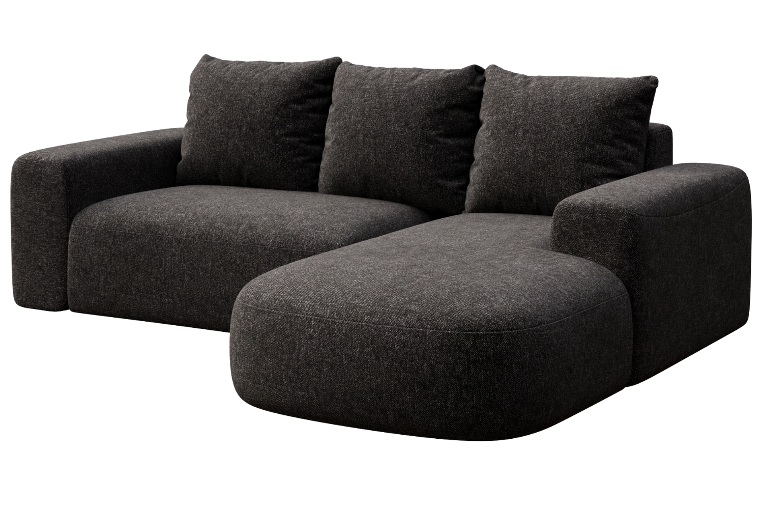 Rodier Antracitově šedá rohová pohovka Monce 255 cm, pravá