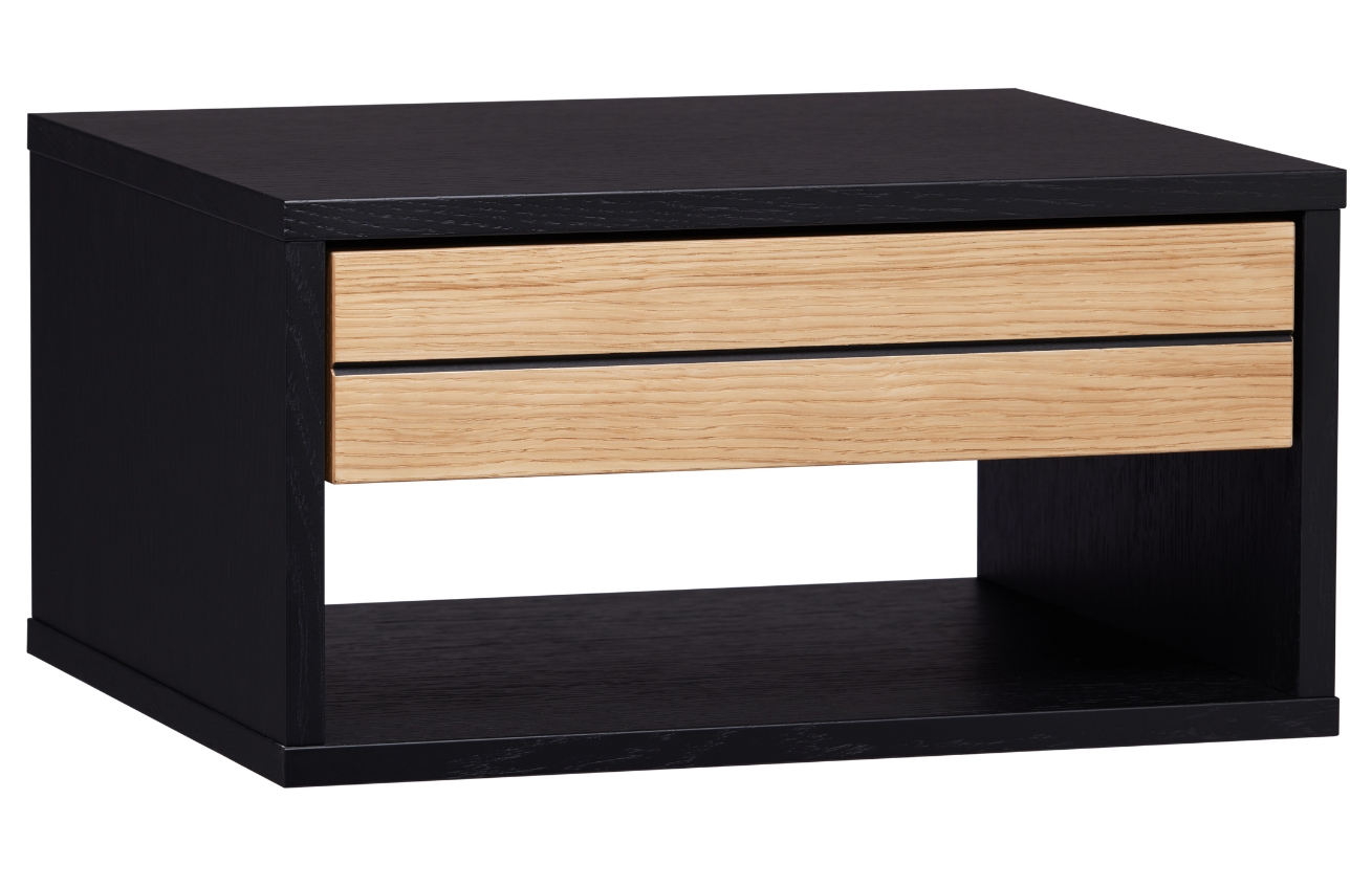 Černý dubový noční stolek Woodman Stripe 42,8 x 36 cm