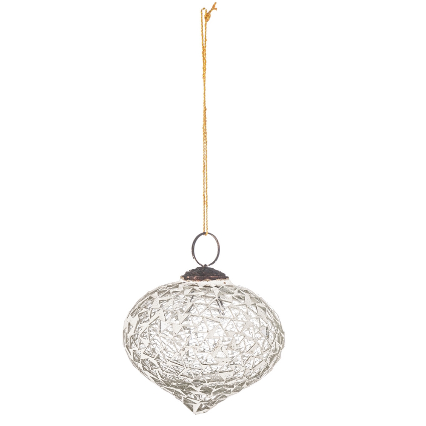 Bloomingville Bílá skleněná vánoční ozdoba Nadine 7,5 cm