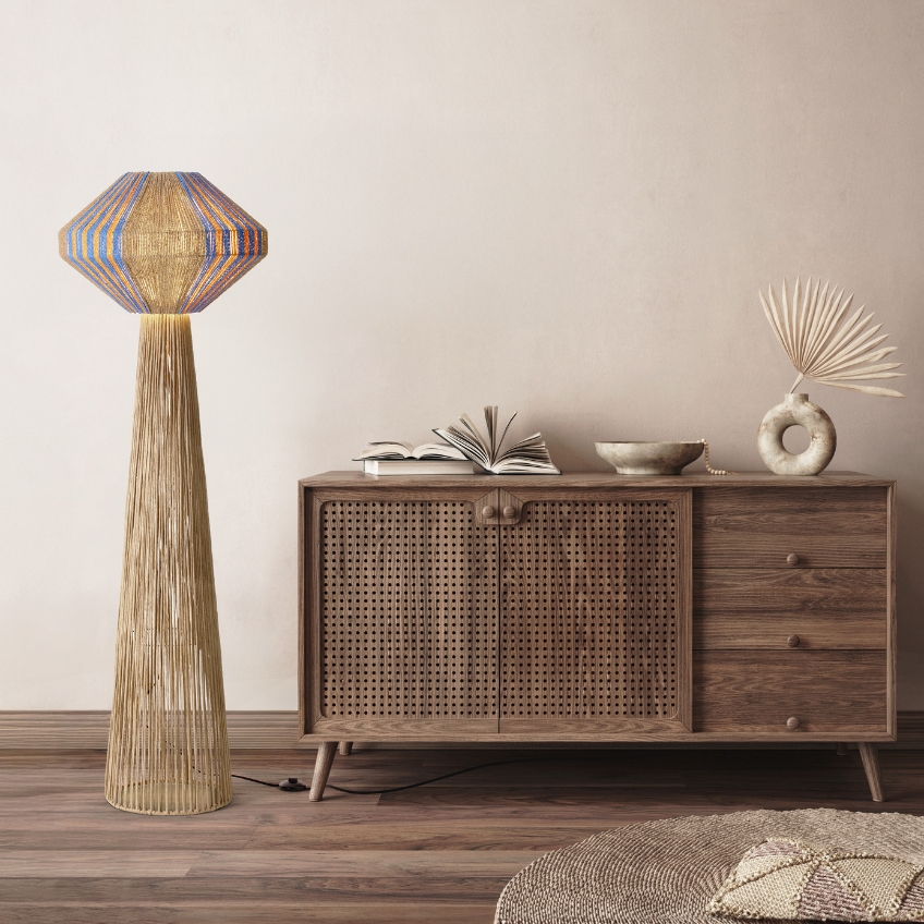 Nova Luce Modrá stojací lampa Abby 152 cm