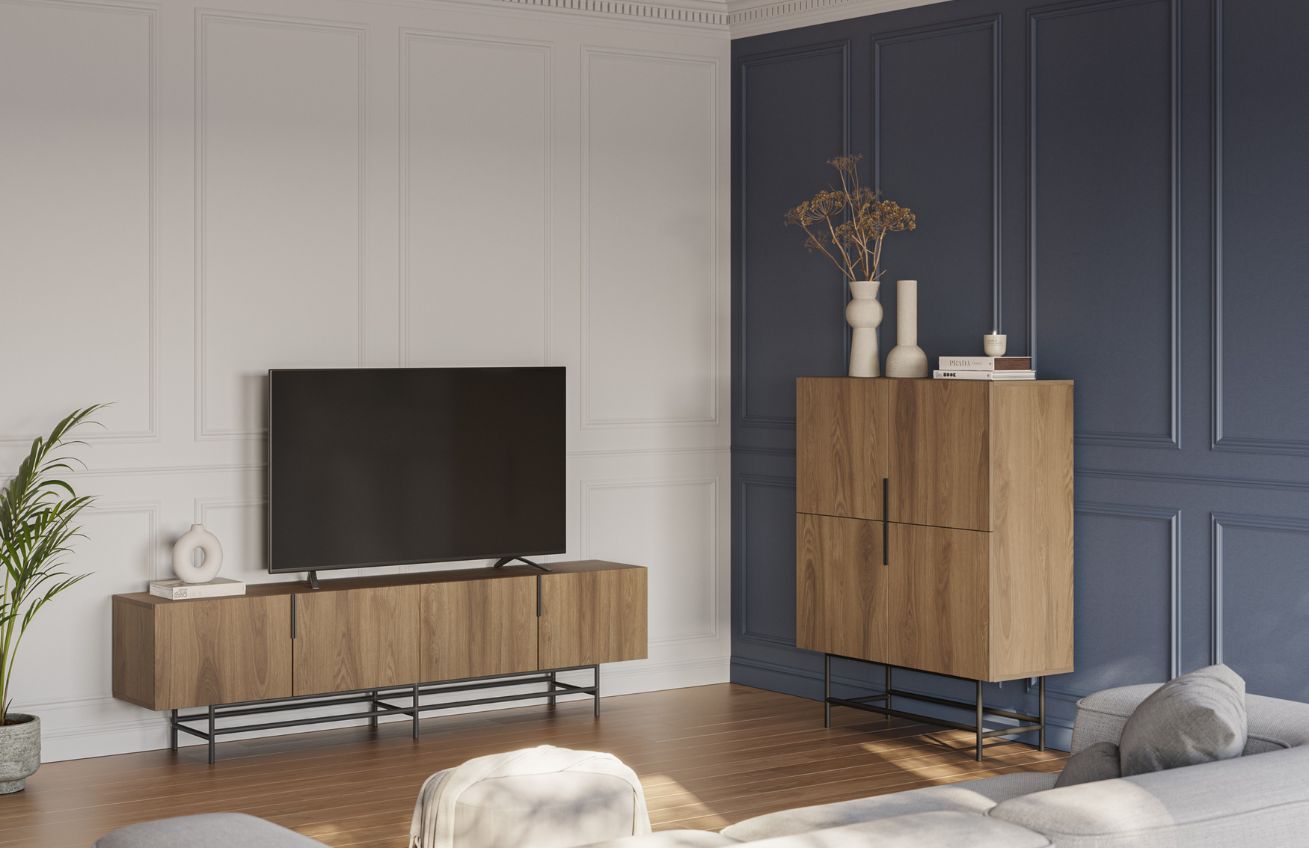 Marckeric Hnědá komoda Eldia 100 x 40 cm s dubovým dekorem