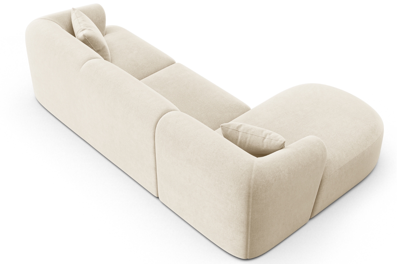Cosmopolitan Design Světle béžová sametová rohová pohovka Campi 256 cm, levá