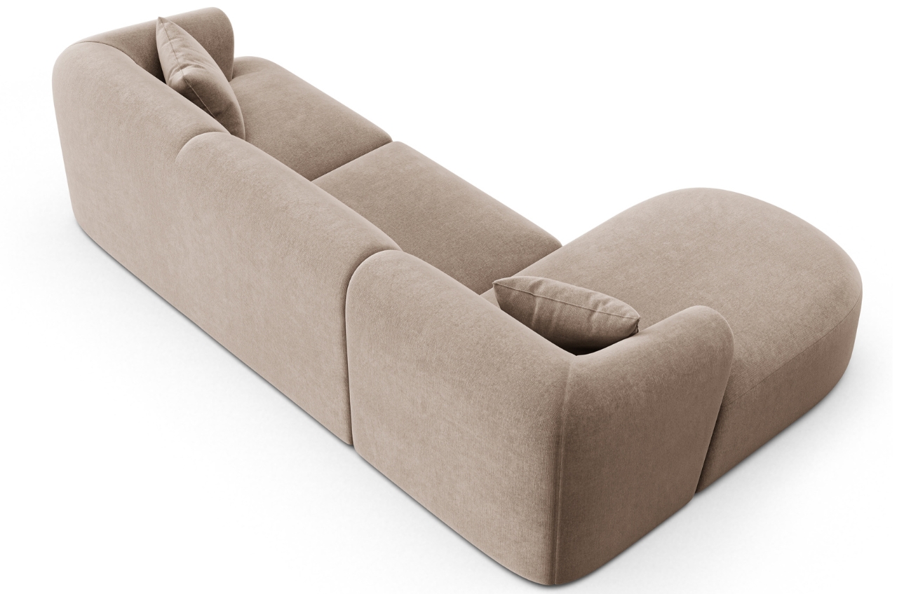 Cosmopolitan Design Béžová sametová rohová pohovka Campi 256 cm, levá