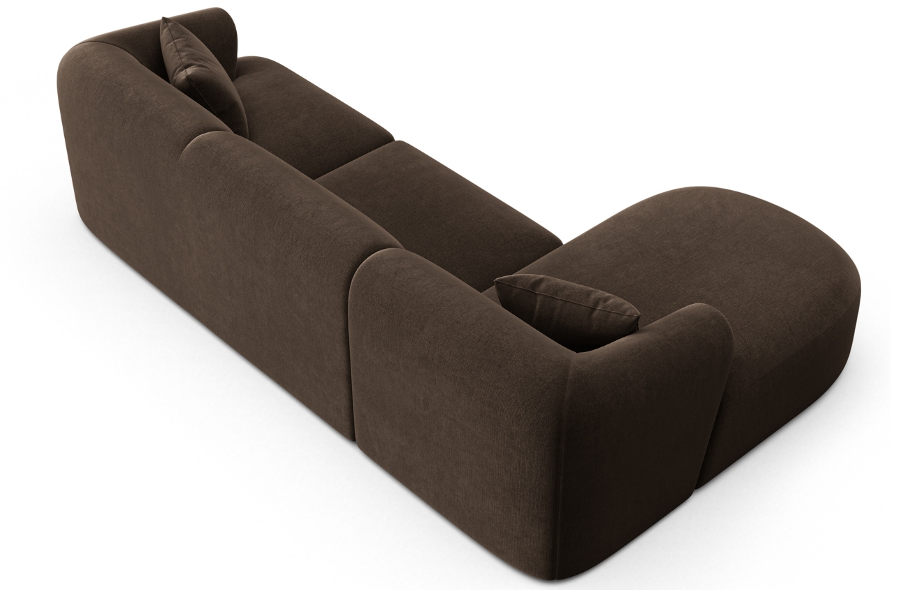 Cosmopolitan Design Tmavě hnědá sametová rohová pohovka Campi 256 cm, levá