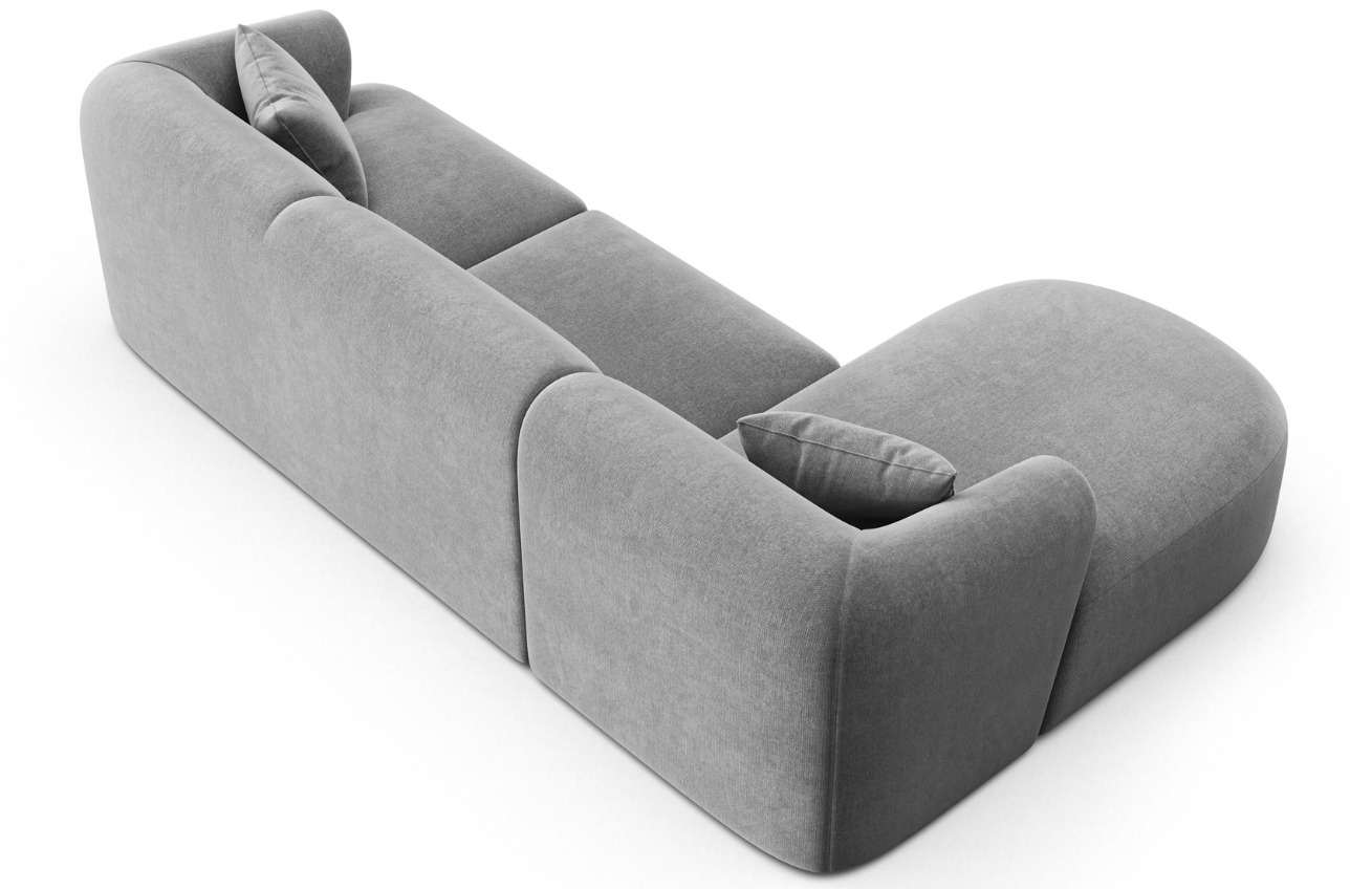 Cosmopolitan Design Šedá sametová rohová pohovka Campi 256 cm, levá